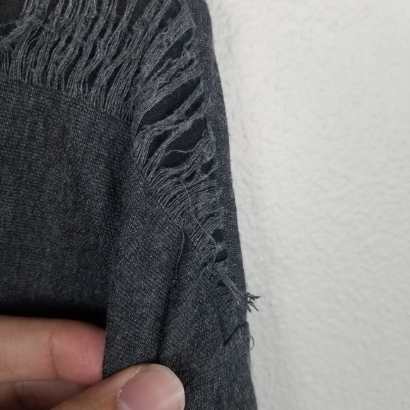 Zara Dark Grey Goth Witchcore Destroyed Distressed Long Sleeve Tee Size Small - Picture 8 of 12